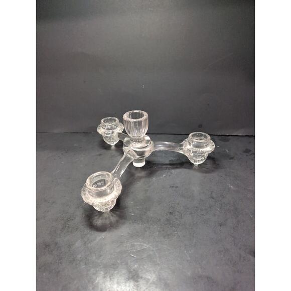 Cambridge Candle Holder 3 Arm‎ Depression Glass, Centerpiece, Art Deco Lighting - Picture 4 of 10